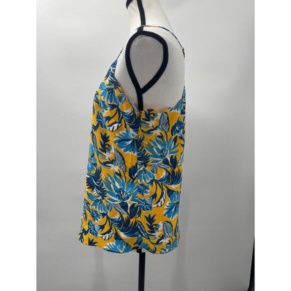 J. Crew Women's Size 2 Blue & Yellow Floral Cami Tank Sleeveless Spaghetti Strap - Picture 3 of 10